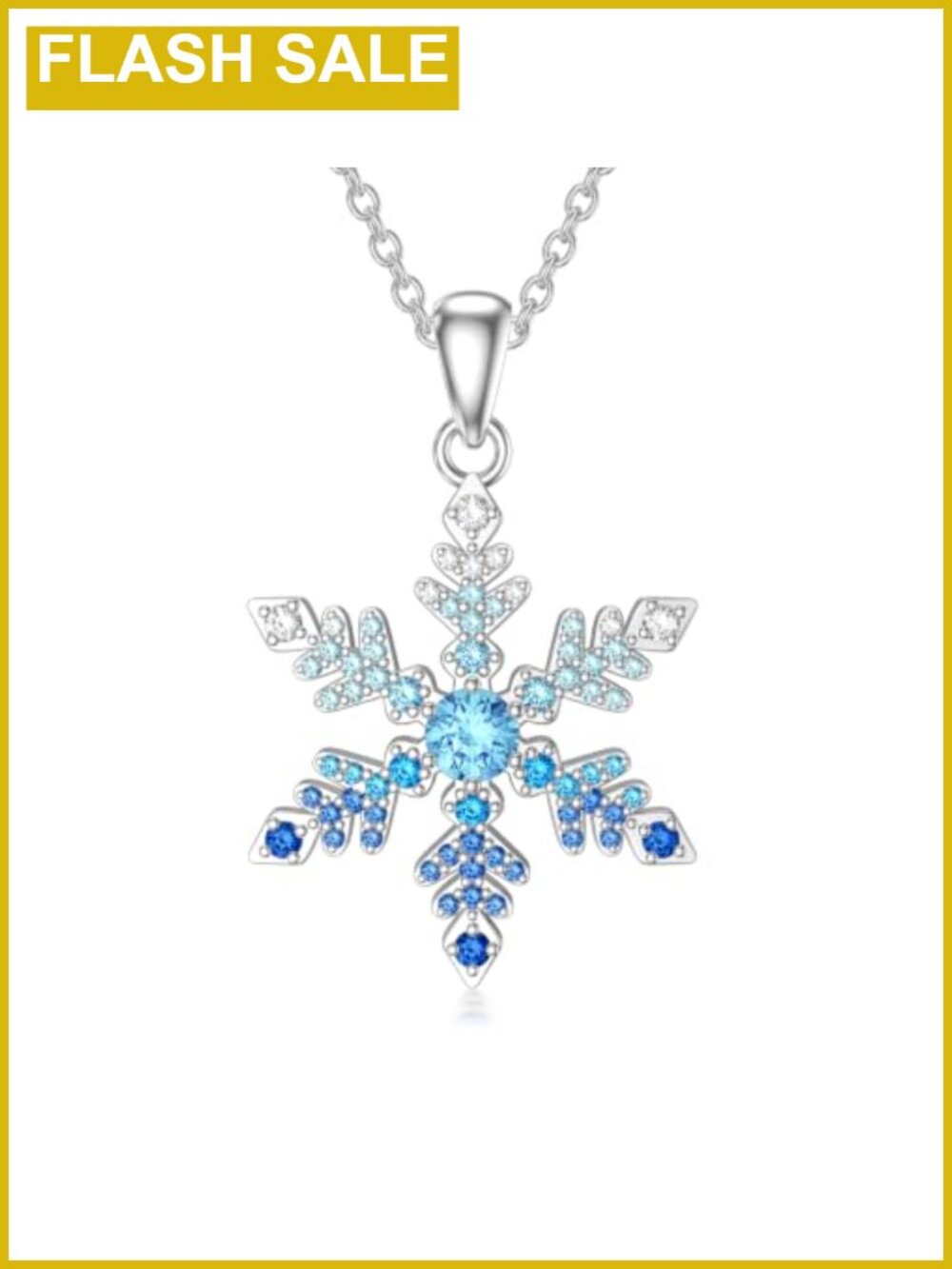 Snowflake Pendant Necklace 18K White Gold Plated 5A Cubic Zirconia